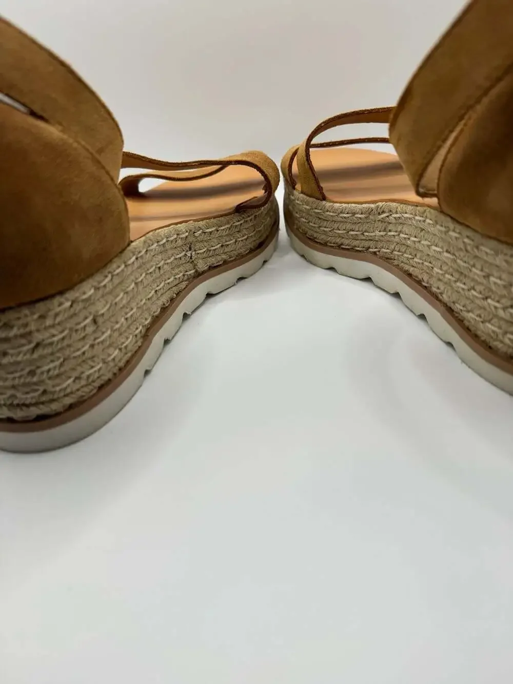 Dolce Vita Liza Brown Suede Strappy Platform Espadrille Wedge Sandals 8.5